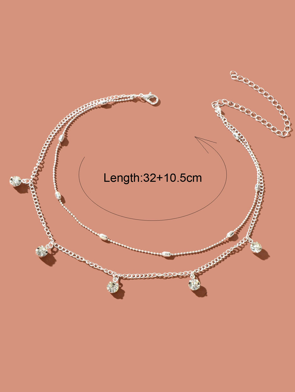 Dainty Adjustable Layer Gold Silver Chain Rhinestone Charm Clavicle Necklace