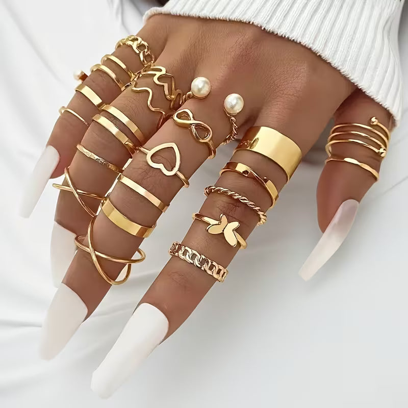 Celestia 22-Piece Boho Ring Set