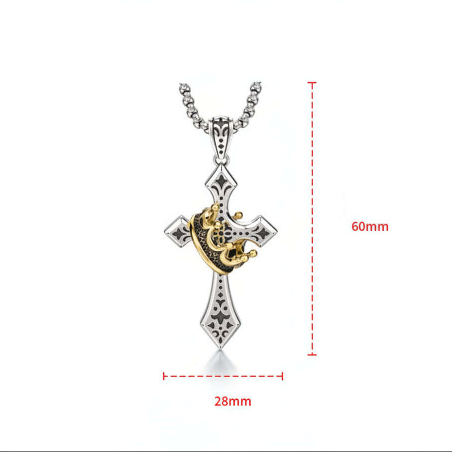 Vintage Cross Necklace for Men – Retro Silver Pendant Chain