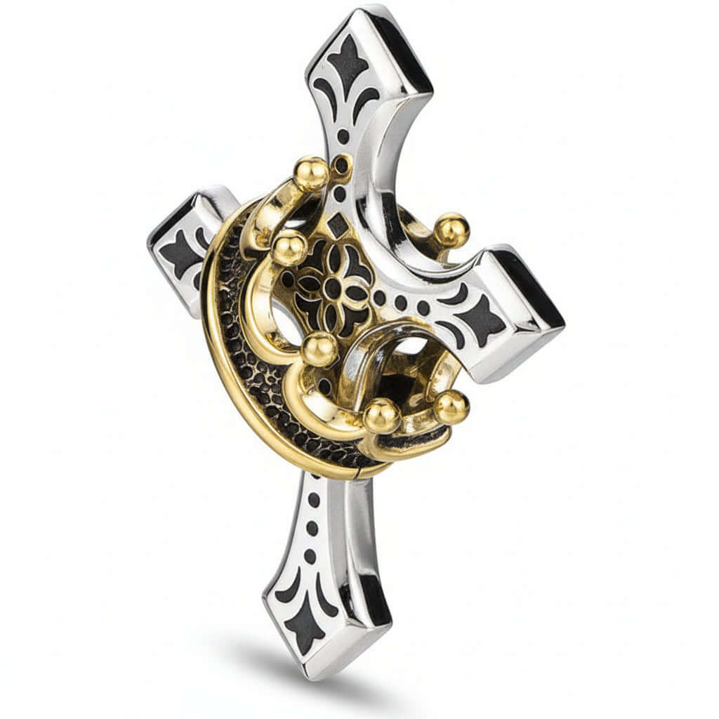 Vintage Cross Necklace for Men – Retro Silver Pendant Chain